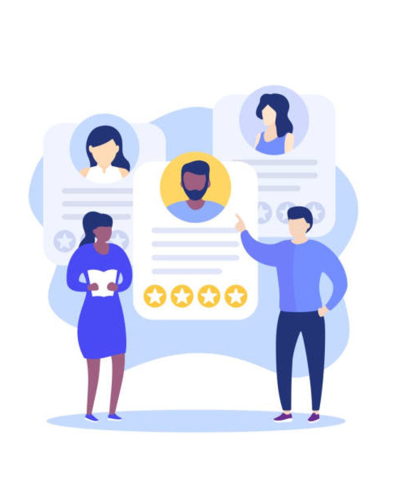 recruiting, HR and employee review, team building, vector